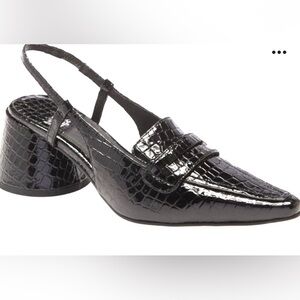 Size 9 JEFFREY CAMPBELL embossed croc sling back penny loafers business shoes